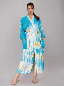 SHOOLIN Tie And Dye Printed Maxi Nightdress