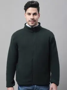 Cantabil Mock Neck Straight Hem Front-Open Fleece Sweatshirt