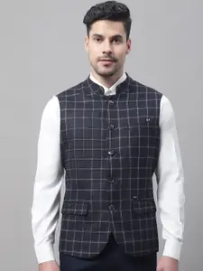 Cantabil Men Checked Sleeveless Nehru Jacket