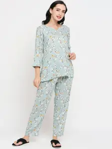 Smarty Pants Women Floral Printed Pure Cotton Night Suit
