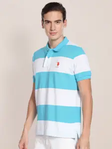 U.S. Polo Assn. Men Plus Size Striped Polo Collar Slim Fit Cotton T-shirt