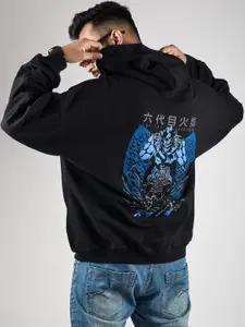 COMICSENSE Men Anime Naruto Reflective Printed Hooded Sweatshirt