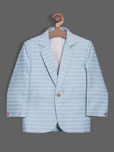 RIKIDOOS Boys Striped Cotton Single-Breasted Smart-Fit Blazer