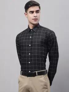 JAINISH Men Classic Windowpane Checked Cotton Formal Shirt