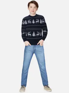 Gini and Jony Boys Printed Woolen Pullover