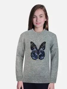 Gini and Jony Girls Embroidered Pullover Wool Sweater