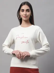 Cantabil Women Typography Printed Fleece Sweatshirt
