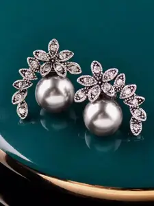 Shining Diva Fashion Silver-Plated Contemporary Studs Earrings