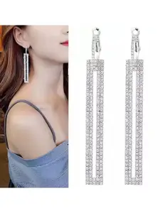 Shining Diva Fashion Silver-Plated Contemporary Drop Earrings