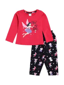 Smarty Girls Conversational Printed Pure Cotton Night Suit