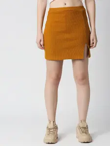 Disrupt Ribbed Front Slit Slim-Fit Mini Pencil Skirt