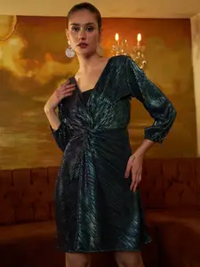 Athena Accordion Pleated Twisted Sheath Dress