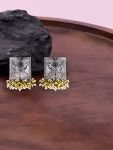 VAGHBHATT Silver-Plated Square Oxidised Studs Earrings