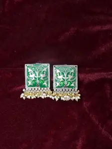 VAGHBHATT Silver Plated Square Studs Earrings