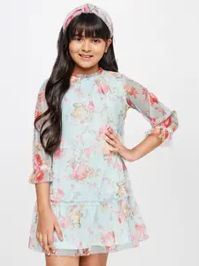 AND Girls Floral Printed A-Line Dress