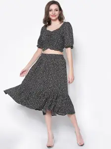Sera Women Printed Top and Flared Skirt Co-Ords
