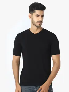 LE BOURGEOIS Men V-Neck Pure Cotton T-shirt