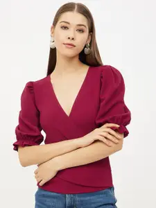Harpa Puff Sleeved Layered Wrap Top