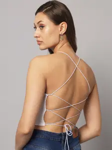 AAHWAN Tie-Up Closure Styled Back Crop Top