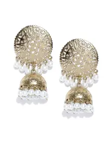 Zaveri Pearls Gold-Toned Circular Jhumkas