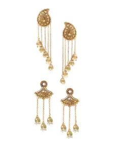 Zaveri Pearls Set of 2 Gold-Plated Jhumkas