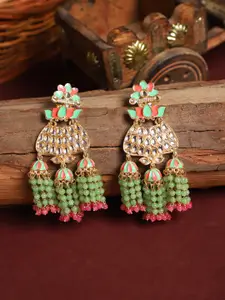 ANIKAS CREATION Gold-Plated Floral Shape Earring