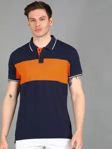 Urbano Fashion Men Colourblocked Polo Collar Cotton T-shirt