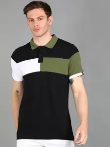 Urbano Fashion Men Colourblocked Cotton Polo Collar Slim Fit T-shirt