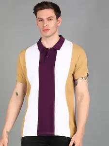 Urbano Fashion Men Colourblocked Polo Collar Cotton T-shirt