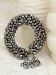 Moedbuille Women Oxidised Silver-Plated Stone Studded Bangle-Style Bracelet