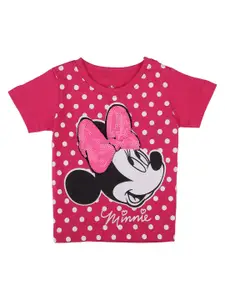 Bodycare Kids Girls Minnie Mouse Printed Round Neck Cotton T-shirt