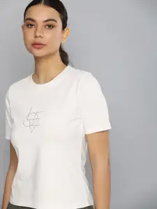 ether Women Geometric Printed Slim Fit T-shirt