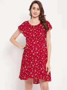 NABIA Ruffles Fit & Flare Floral Printed Maternity Dress