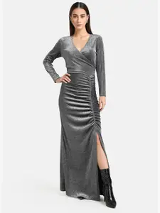 Kazo Wrap Maxi Dress With Ruched Detail