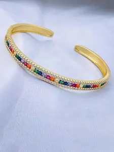 ZIVOM Women Gold-Plated Brass Cubic Zirconia Bangle-Style Bracelet