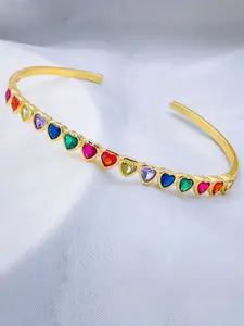 ZIVOM Women 18K Gold-Plated Brass Cubic Zirconia Cuff Bracelet