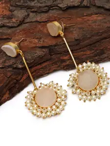 Ozanoo Brass Plated Contemporary Stone Studded Drop Earrings
