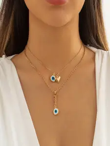 AQUASTREET Women Gold-Plated Evil Eye Layered Necklace