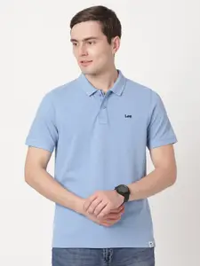 Lee Men Polo Collar Cotton Slim Fit T-shirt