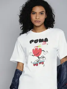 Puma Women Pure Cotton Food Graphic Printed Relaxed Fit Outdoor T-shirt