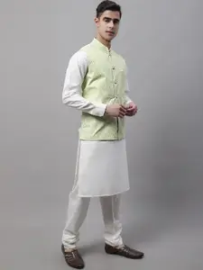 Jompers Men Kurta & Pyjamas With Chikankari Nehru Jacket