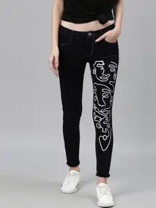 ZHEIA Women Printed Skinny Fit High-Rise Stretchable Jeans
