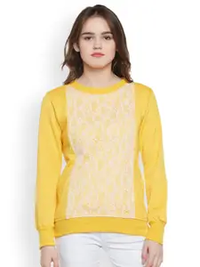 Belle Fille Women Yellow Solid Sweatshirt