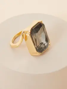 Accessorize Gold-Toned Crystal Studded Statement Finger Ring