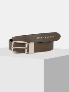 TIGER MARRON Men Textured Leather Reversible Formal Belt
