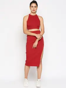 Disrupt Women Sleeveless Top With Slip On Skirts