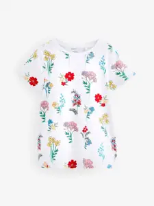NEXT Girls Floral Printed Pure Cotton T-shirt