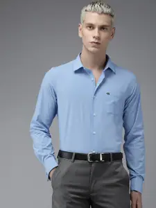 THE BEAR HOUSE Slim Fit Self Design Pure Cotton Formal Shirt