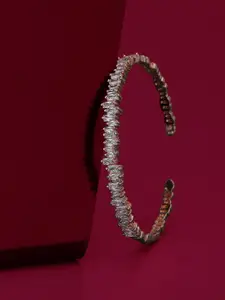 Carlton London Women Cubic Zirconia Rose Gold-Plated Premium Cuff Bracelet