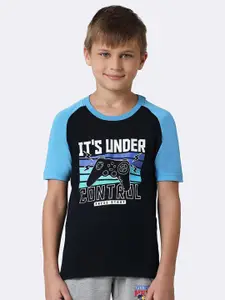 Van Heusen Boys Typography Printed Pure Cotton Smart Tech Easy Stain Release T-shirt
